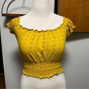 Yellow Lace Crop Top